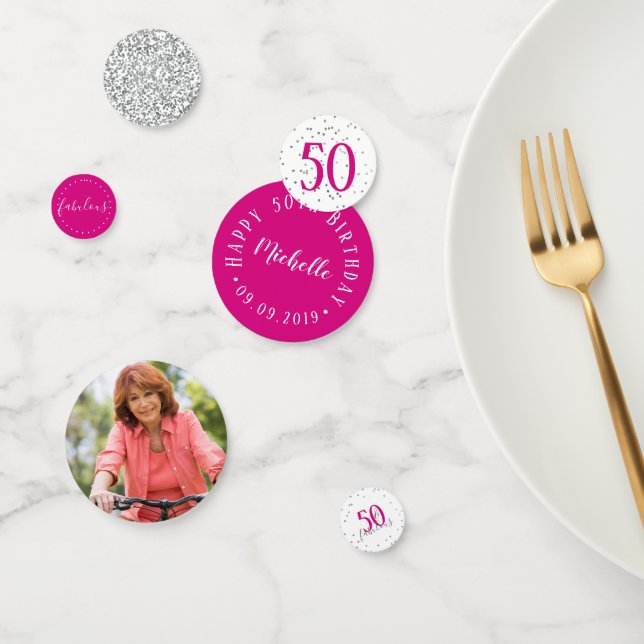 Confeti Plata rosa moderna y blanco 50 y fabuloso (Grupo)