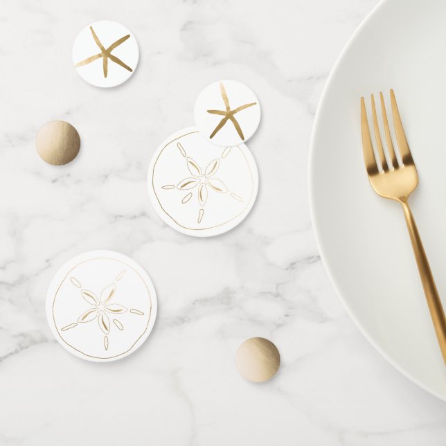 Confeti Playa, Nautical Goldl Sand Dollar, Starfish (Grupo)