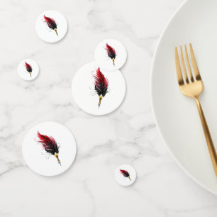 Confeti Pluma de plumas rojas con nido de oro