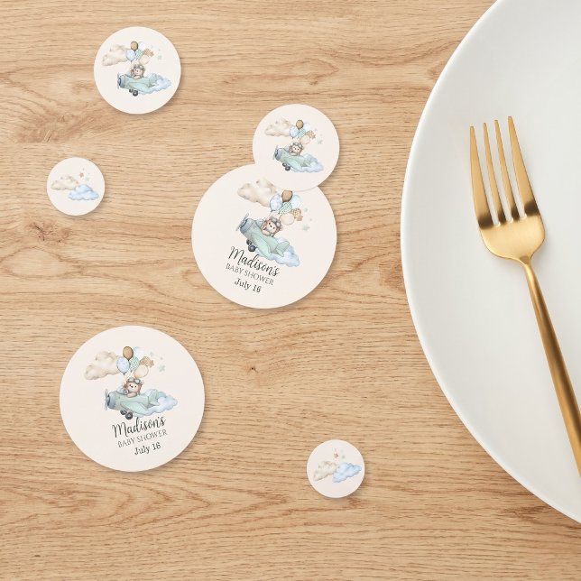 Confeti Podemos Esperar con Ansia Dispersión de Mesa de Os (We Can Bearly Wait Teddy Bear Airplane Boy Table Confetti)