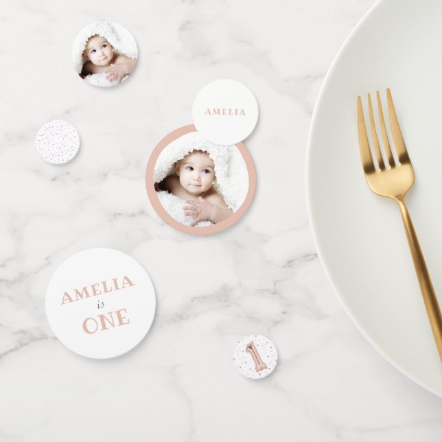 Confeti Primer cumpleaños Girly Baby Foto Cumpleaños (Grupo)