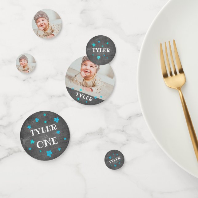 Confeti Primera fiesta de cumpleaños con fotografía (Grupo)