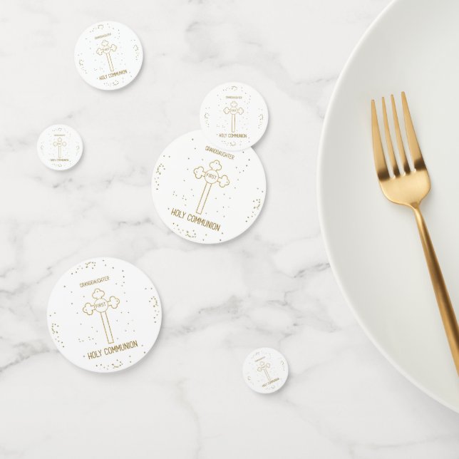 Confeti Primera Nieta Santa Comunión cruz de oro (Grupo)