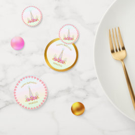 Confeti Princesa de Cumpleaños Unicornio, Corazones y Oro