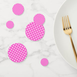 Confeti Puntos de lunares rosados y blancos Fiesta de punt