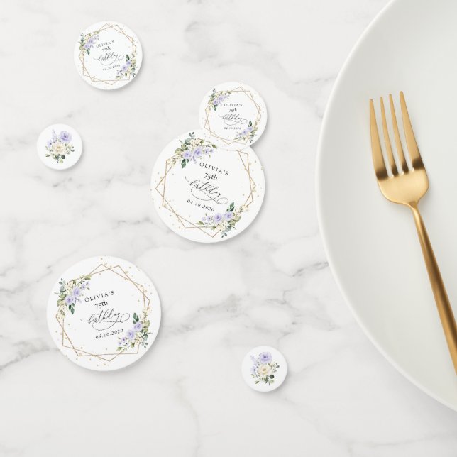 Confeti Purple Flowers, White Flowers, Greenery, Birthday (Grupo)