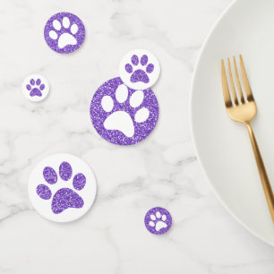 Confeti Purple Paw Imprime Pie Purpurina Kitty Animal Trac