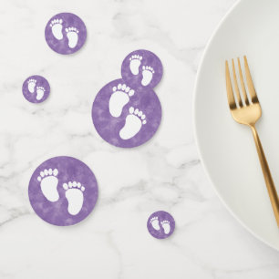 Confeti Púrpura acuarela Baby Shower Foot Print
