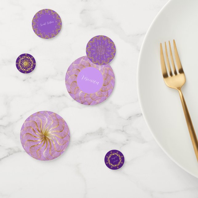 Confeti Púrpura y oro al atardecer (Grupo)