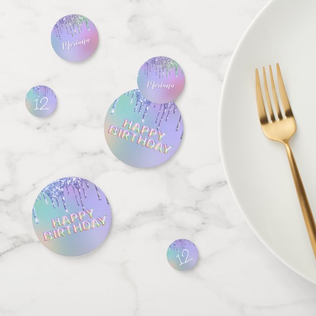 Confeti Purpurina arcoiris deduce fiesta de cumpleaños del (Grupo)