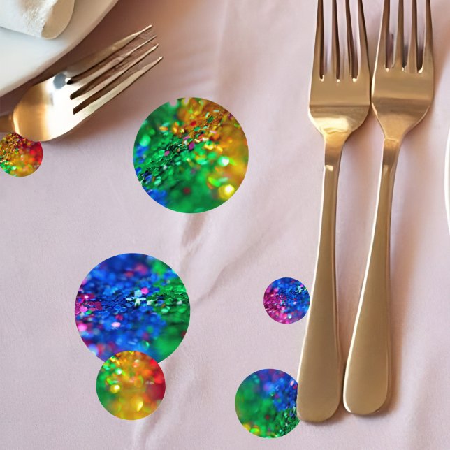 Confeti Purpurina arcoiris Fiesta festivo (Rainbow Glitter Confetti Table Scatter livens up your party with a splash of color and enthusiasm!)