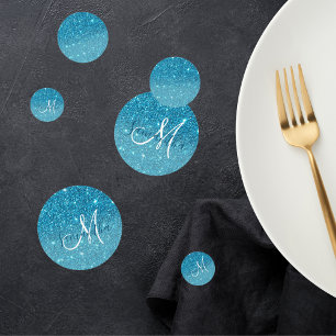 Confeti Purpurina azul moderno marca nombre personalizado