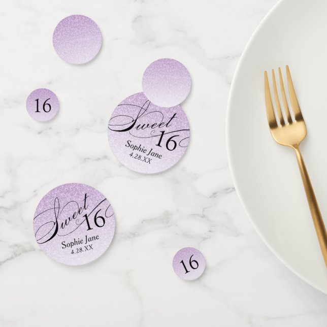 Confeti Purpurina morado Glam dulce personalizado 16 (Grupo)