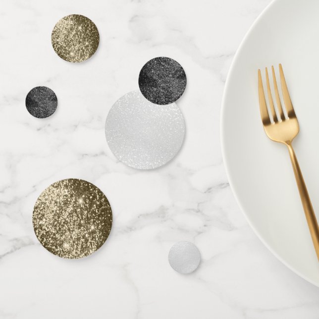 Confeti Purpurina negro, dorado y blanco (Grupo)