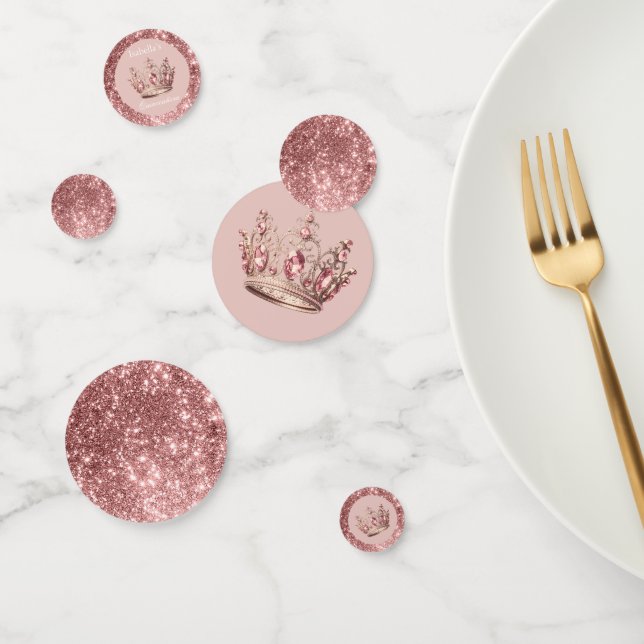 Confeti Purpurina rosa de Rubor Tiara Crown Quinceañera (Grupo)