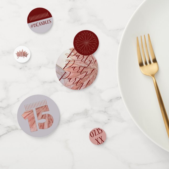 Confeti Quinceanera Elegante Fiesta de Cumpleaños Rosa 15 (Grupo)