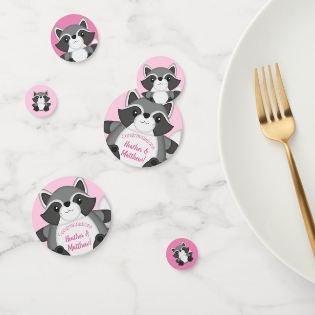 Confeti Raccoon Baby Shower Pink (Grupo)
