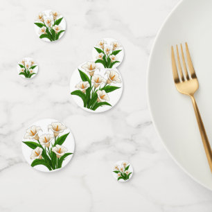 Confeti Ramo de Lirios de Calla Blancos con Hojas Verdes