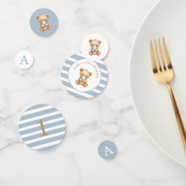 Confeti Rayas mínimas azules Teddy Bear Cumpleaños