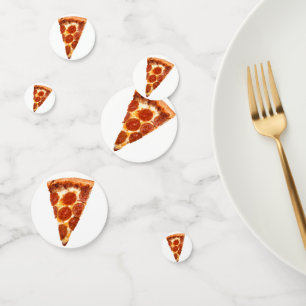Confeti rebanada de pizza de pepperoni clásica de Slippery