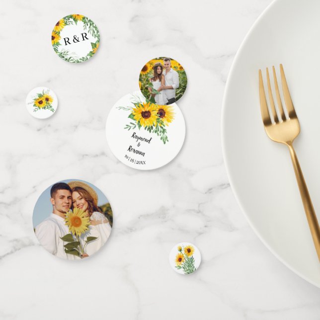 Confeti Recepción de Boda de Greenery de Girasoles (Grupo)