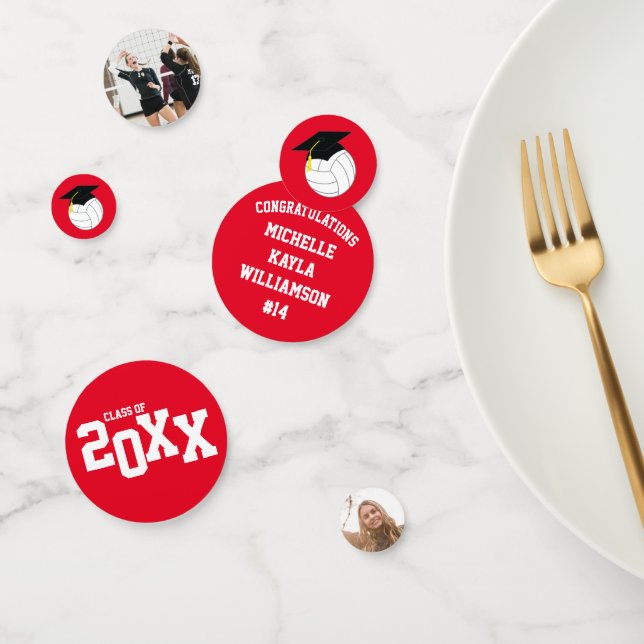 Confeti Red de deportes de graduación de voleibol (Grupo)