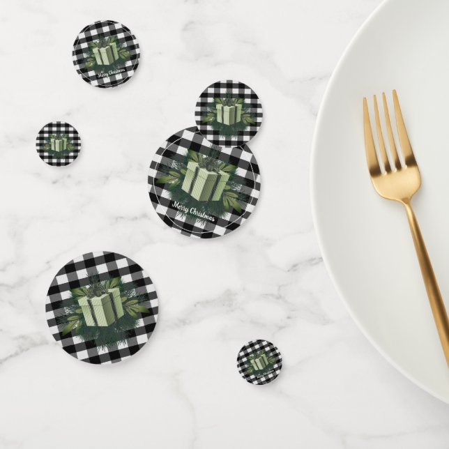 Confeti Regalo de los Navidades de Buffalo Plaid | Verde (Grupo)