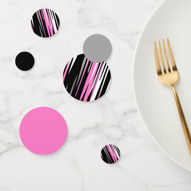 Confeti Resumen blanco y negro rosado (Grupo)