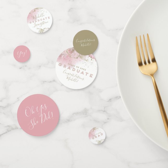 Confeti Resumen de Graduación Rosa y Oro (Grupo)