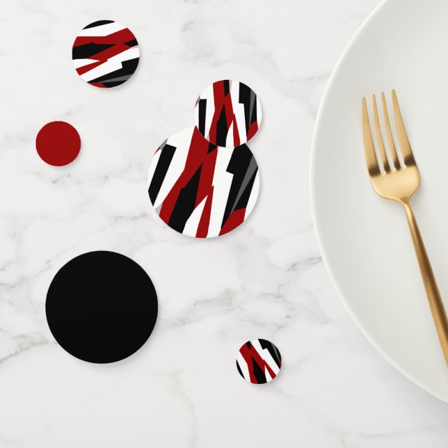 Confeti Resumen rojo en blanco y negro (Grupo)