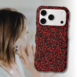 Confeti Rojo Elegante sobre Estilo de Brillo Negro