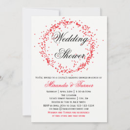 Confeti rojo - invitación de la ducha de la boda