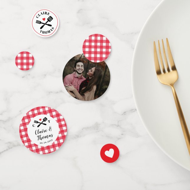 Confeti Rojo y blanco I Do BBQ Engower (Grupo)