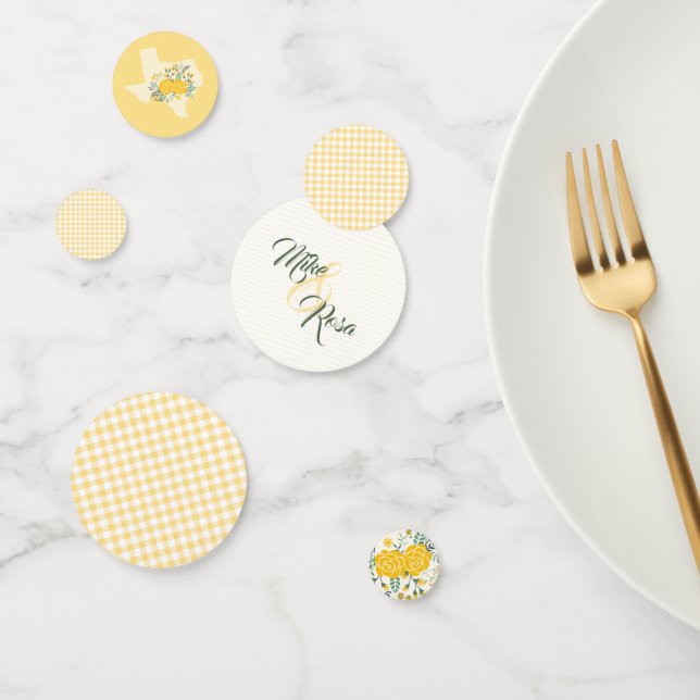 Confeti Rosa Amarilla de Texas - Boda del Estado de Gingha (Grupo)