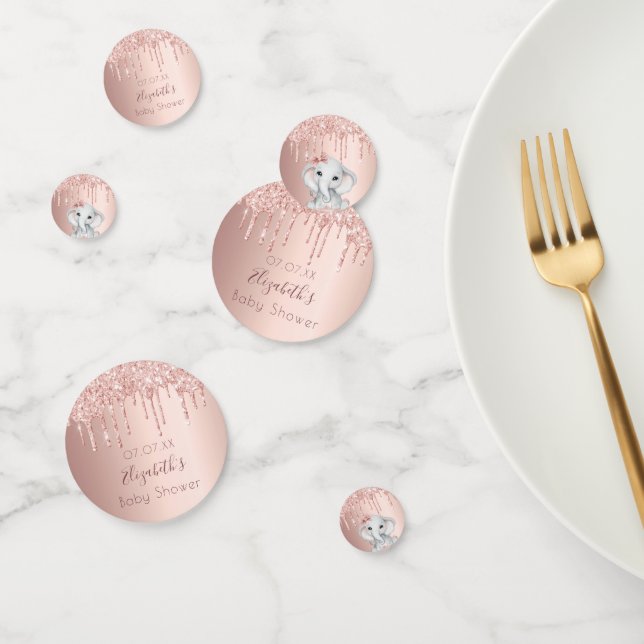 Confeti rosa de Baby Shower chica lindo elefante (Grupo)