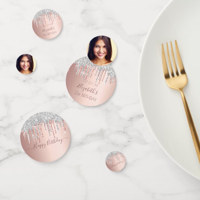 Confeti Rosa de la fiesta de cumpleaños purpurina de oro f (Grupo)