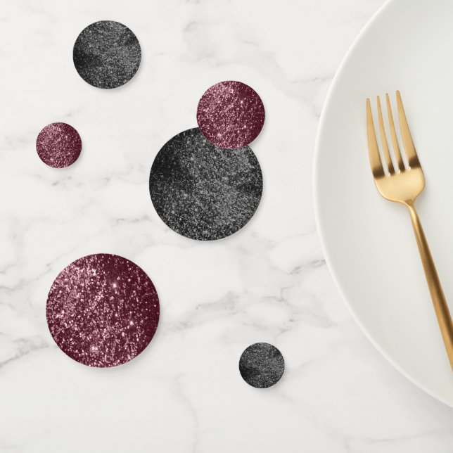 Confeti Rosa de oro y Purpurina negro (Grupo)