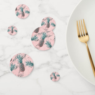 Confeti Rosa Moderno de Mármol Tropical de Piña Chic