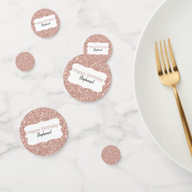 Confeti Rosa Purpurina de oro Feliz cumpleaños (Grupo)