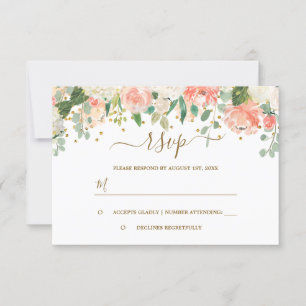 Confeti rosado floral RSVP del oro de Rubor