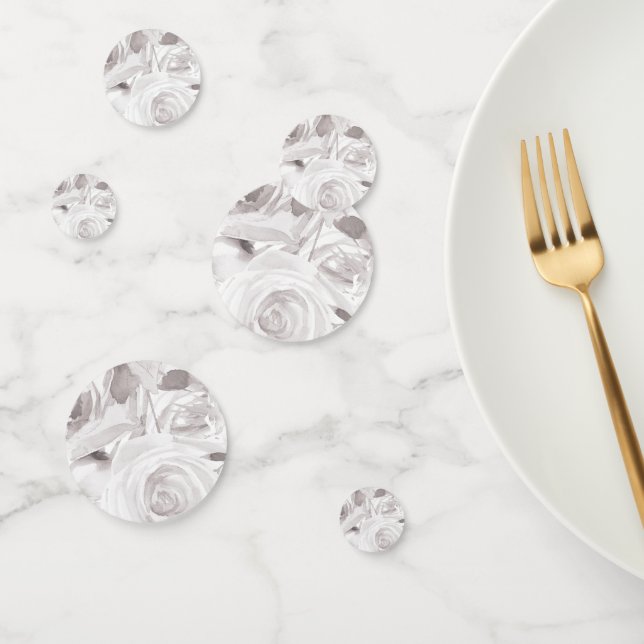 Confeti Rosas Blancas Florales Rosa Elegancia Moderna Boda (Grupo)