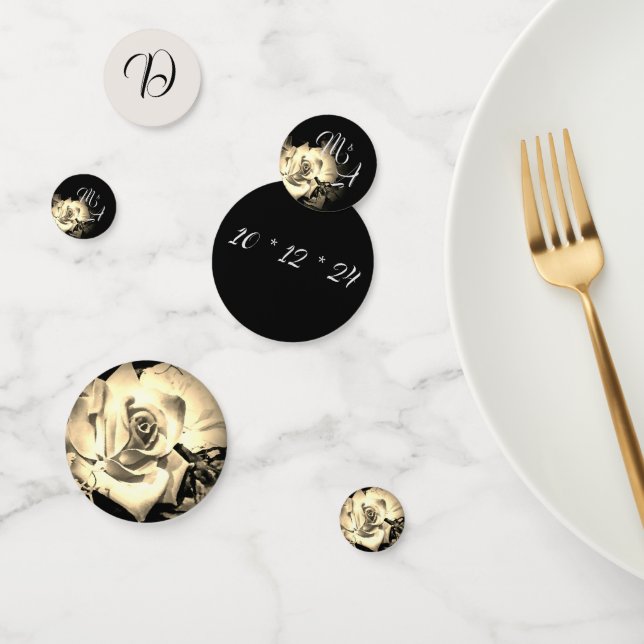 Confeti Rosas Elegantes Monogramadas (Grupo)