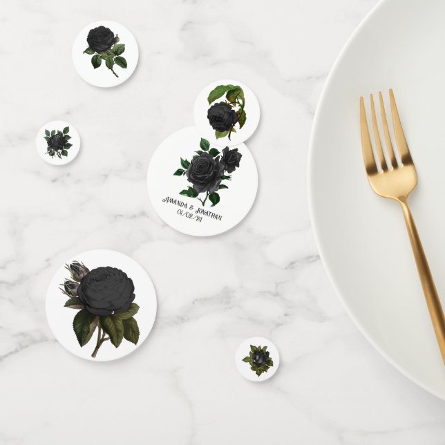 Confeti Rosas negros góticos vintage (Grupo)