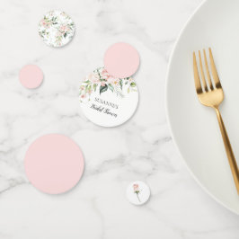Confeti Rosas Rosadas y Verdor para Boda y Bridal Shower