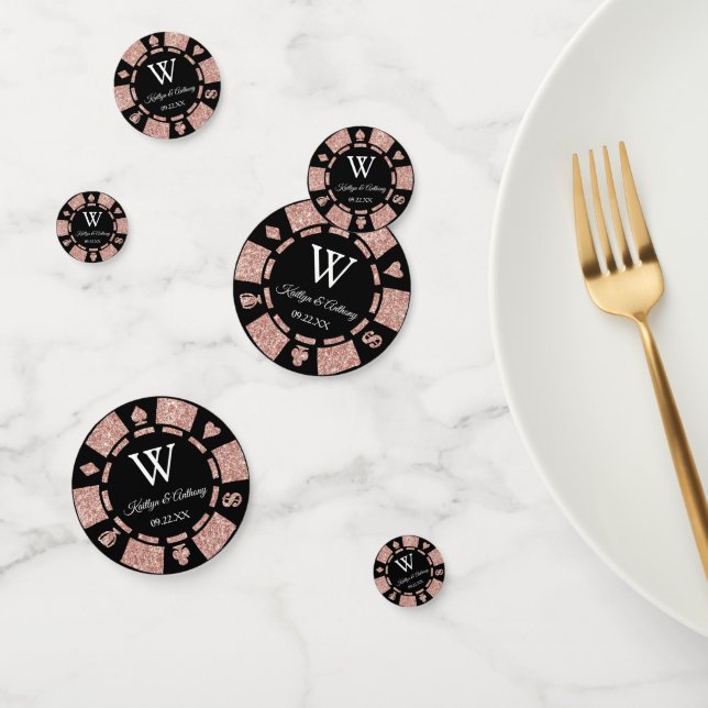 Confeti Rose Gold Glitter Poker Chip Casino Wedding (Grupo)