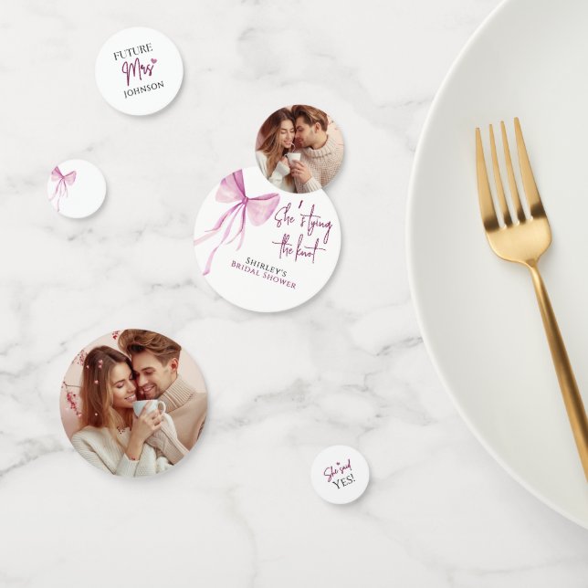 Confeti Rubor Pink Bow ella está atando la ducha nupcial (Grupo)