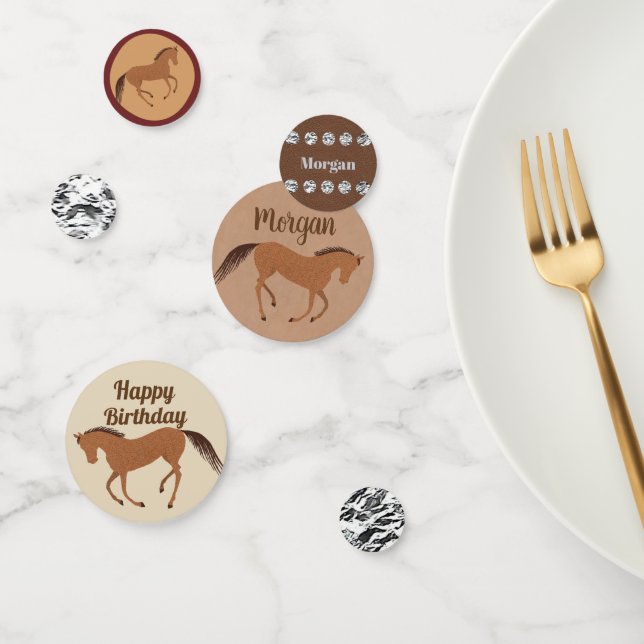 Confeti Rustic Horse Faux Leather Kids Decoración de cumpl (Grupo)