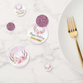 Confeti Rústico Floral Antlers Rubor Pink & Gold Cumpleaño