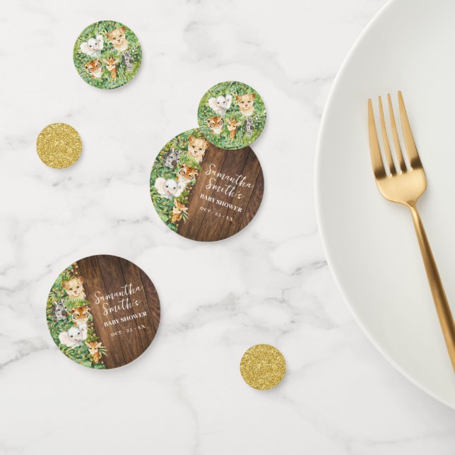 Confeti Safari Animals Rustic Gold Purpurina Baby Shower (Grupo)
