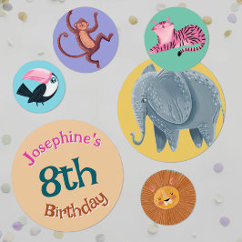 Confeti Safari jungle animals watercolor girl birthday